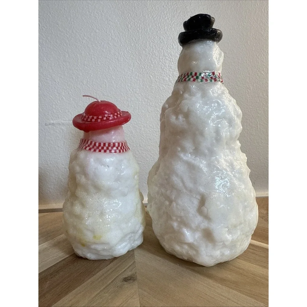 Pair Of VTG 50/60s Snowman Candles XMAS Decor‎ Cottage Core Scandi Unused CUTE